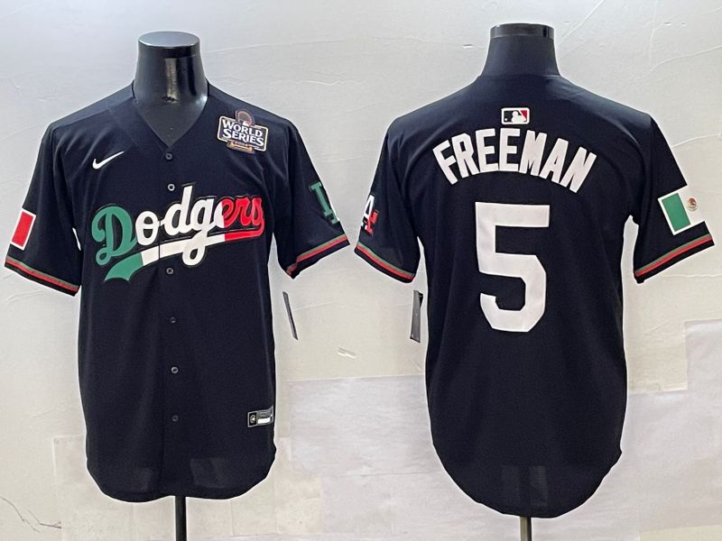 Men Los Angeles Dodgers #5 Freeman Black Mexico Nike 2025 MLB Jersey style 7